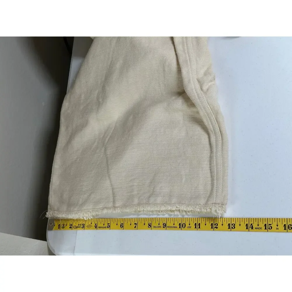 Arje Jeans Women 6 Antique Ivory Wide Leg Crop Boho Festival 100% Cotton Italian